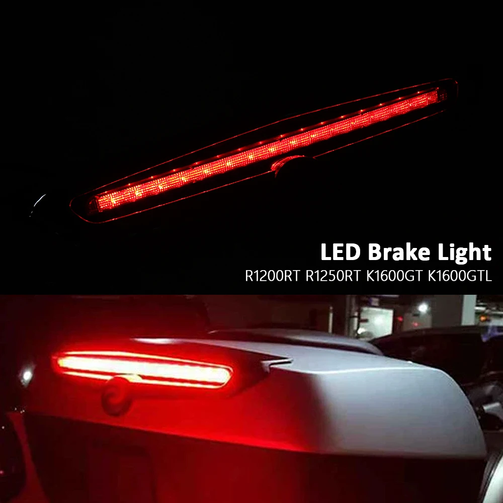 Motorcycle Accessories LED Brake Light Top Case Cover 49L Black Chrome For BMW R1200RT R1250RT K1600GT K1600GTL Exclusive