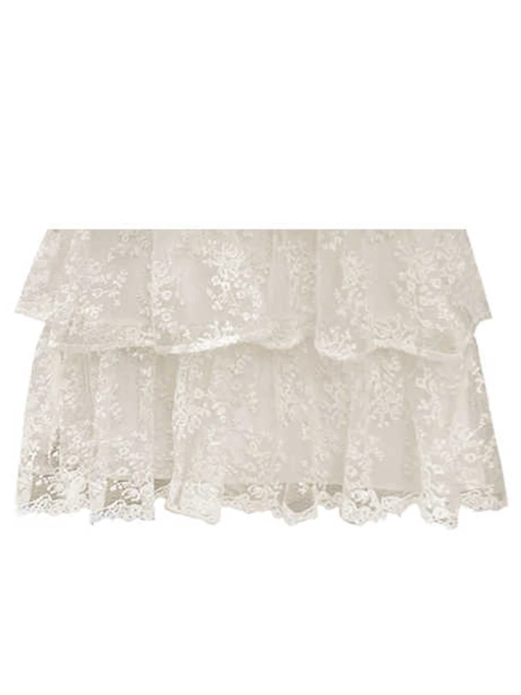 Gonna da donna Ballet Core Midi Gonna a trapezio Ruffle Pizzo Francese Vintage Estetica Anni 2000 Party Coquette Y2k Design Moda coreana