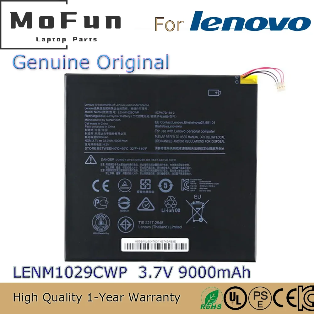 

Brand New Original LENM1029CWP 3.7V 33.3Wh Laptop Battery for Lenovo IdeaPad Miix 310-10ICR 5B10L13923 etc.