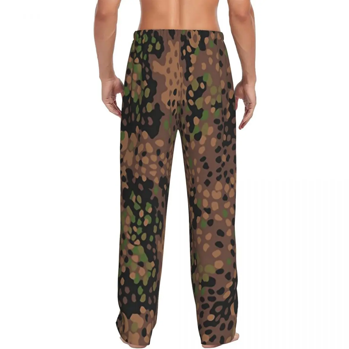 Custom Splintertarn German WW2 Camouflage Army Military Camo Men Pajama Pants Lounge Sleep Sleepwear Bottoms with Pockets view 2