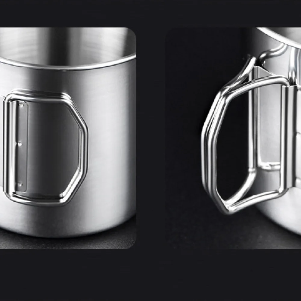 Camping Gear Cup 304 Stainless Steel Folding Mug Portable Outdoor Hiking Drinkware Lightweight Picnic Travel Water Tool