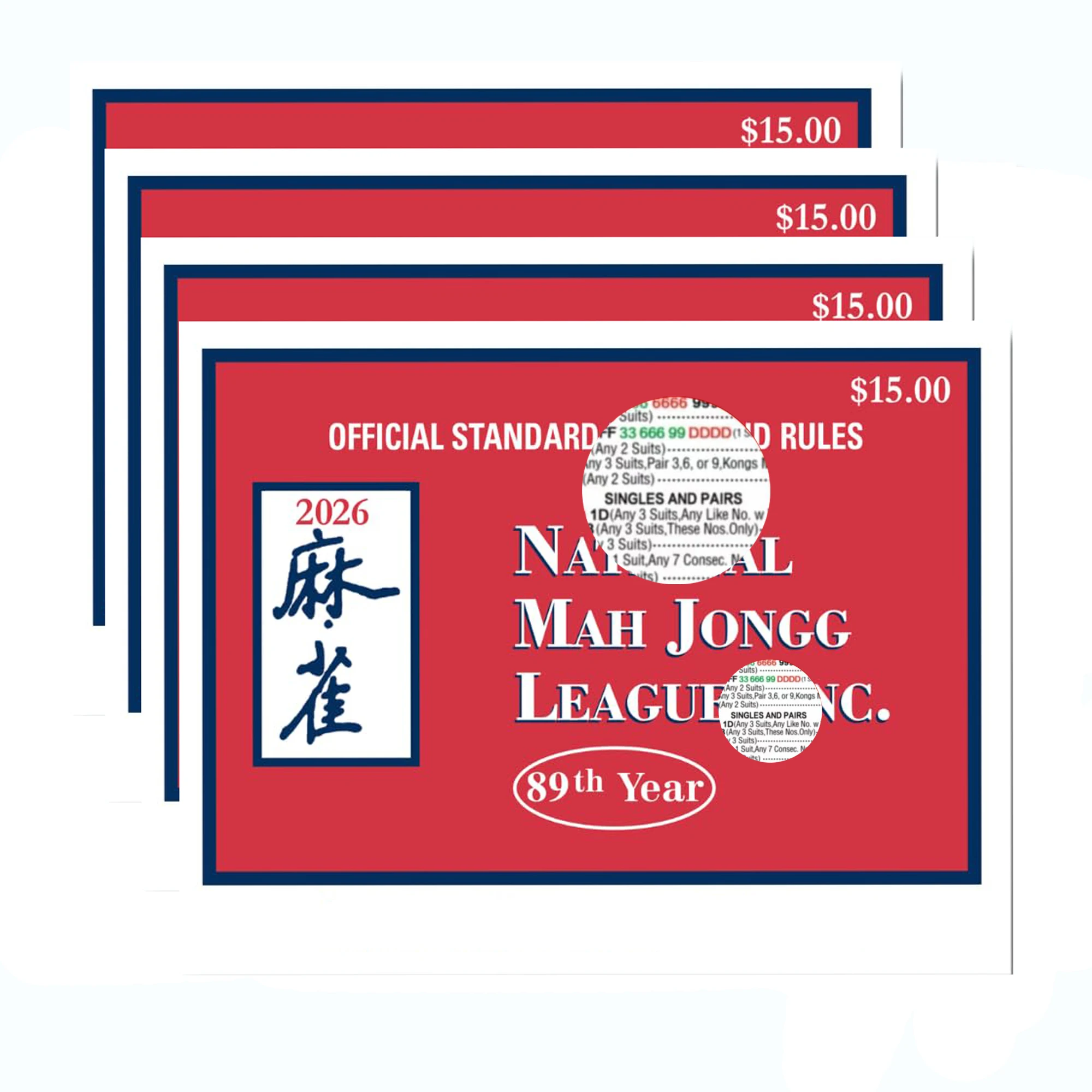 2026 Mahjong Large Size Cards Four-Pack Bundle, Hands and Rules,Easy to Read Game Table Accessories