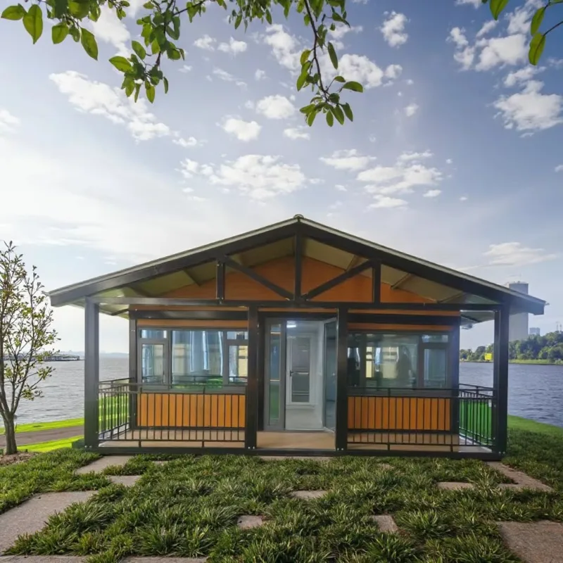 حاوية مزدوجة قابلة للتوسيع، وحدة مكتب جاهزة متنقلة، منزل فاخر جاهز مع حديقة #2