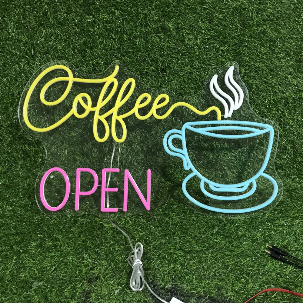 Coffee Open Neon Sign Store Open Coffee Neon Sign Lights Indoor and Outdoor Casual Decoration for Coffee Shop Light Decoration