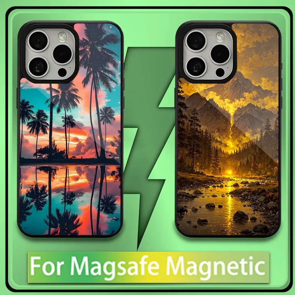 

Sunset Silicone Phone Case For iPhone17,16,15,14,13,12,11,Plus,Pro,Max,Mini Soft Magesafe Magnetic Wireless Charge