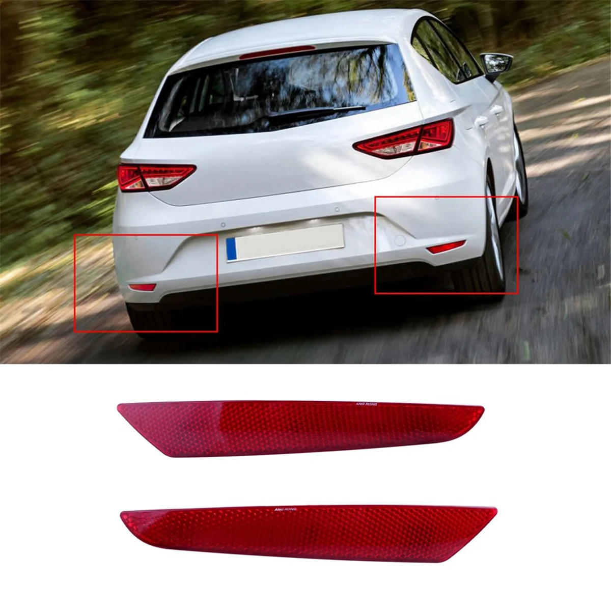 For Seat Leon Stylance 2013-2019 Rear Bumper Reflector No Light Red Lens Cover L&R