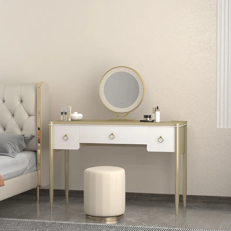 

Women Organizer Vanity Table Stool Storage Luxury Makeup Mirror Dressing Table Bedroom Drawers Girls Penteadeira Furniture Home