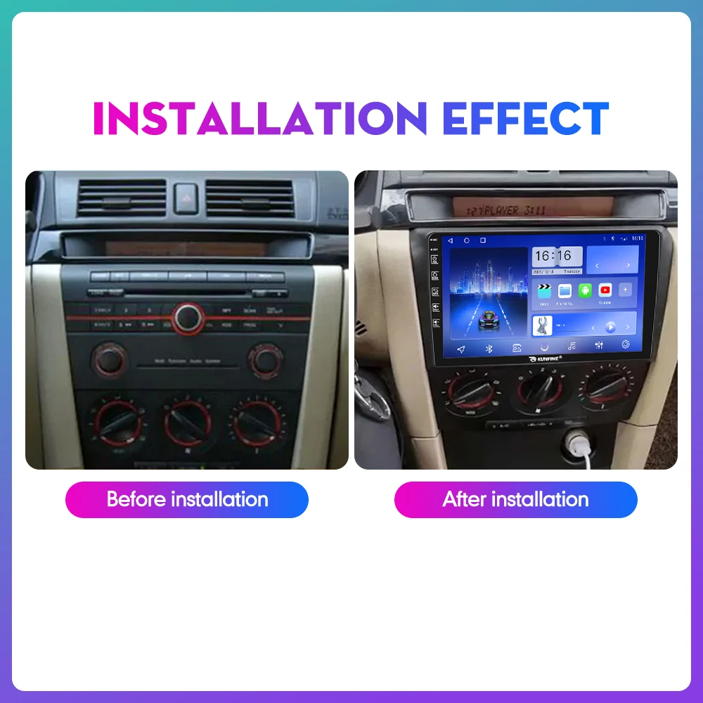 10.33 Inch Car Radio For Mazda 3 2004-2010 2Din Android Octa Core Car Stereo DVD GPS Navigation Player QLED Screen Carplay