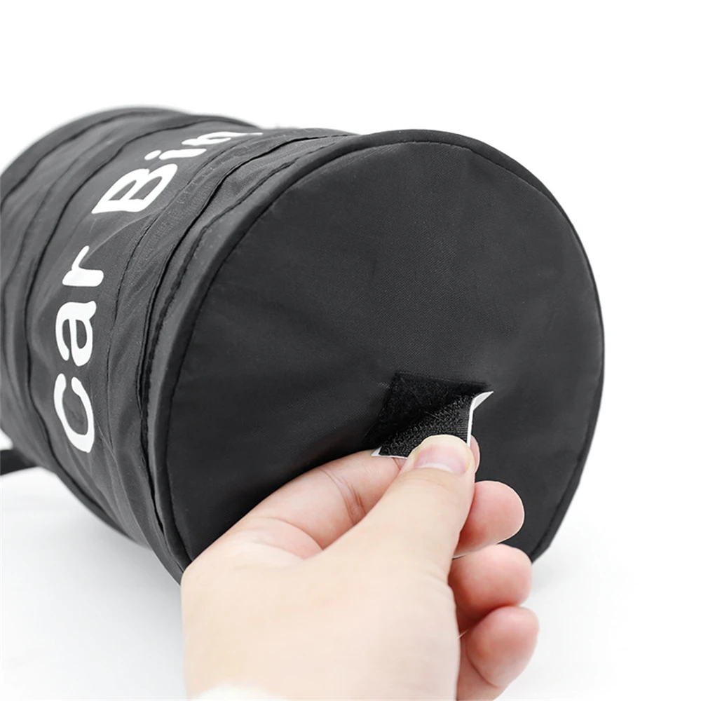 Pu leather Black Car Trash Can Portable Vehicle Garbage Can Clean Foldable Pop-up Waste Basket Auto Interior Car Accessory