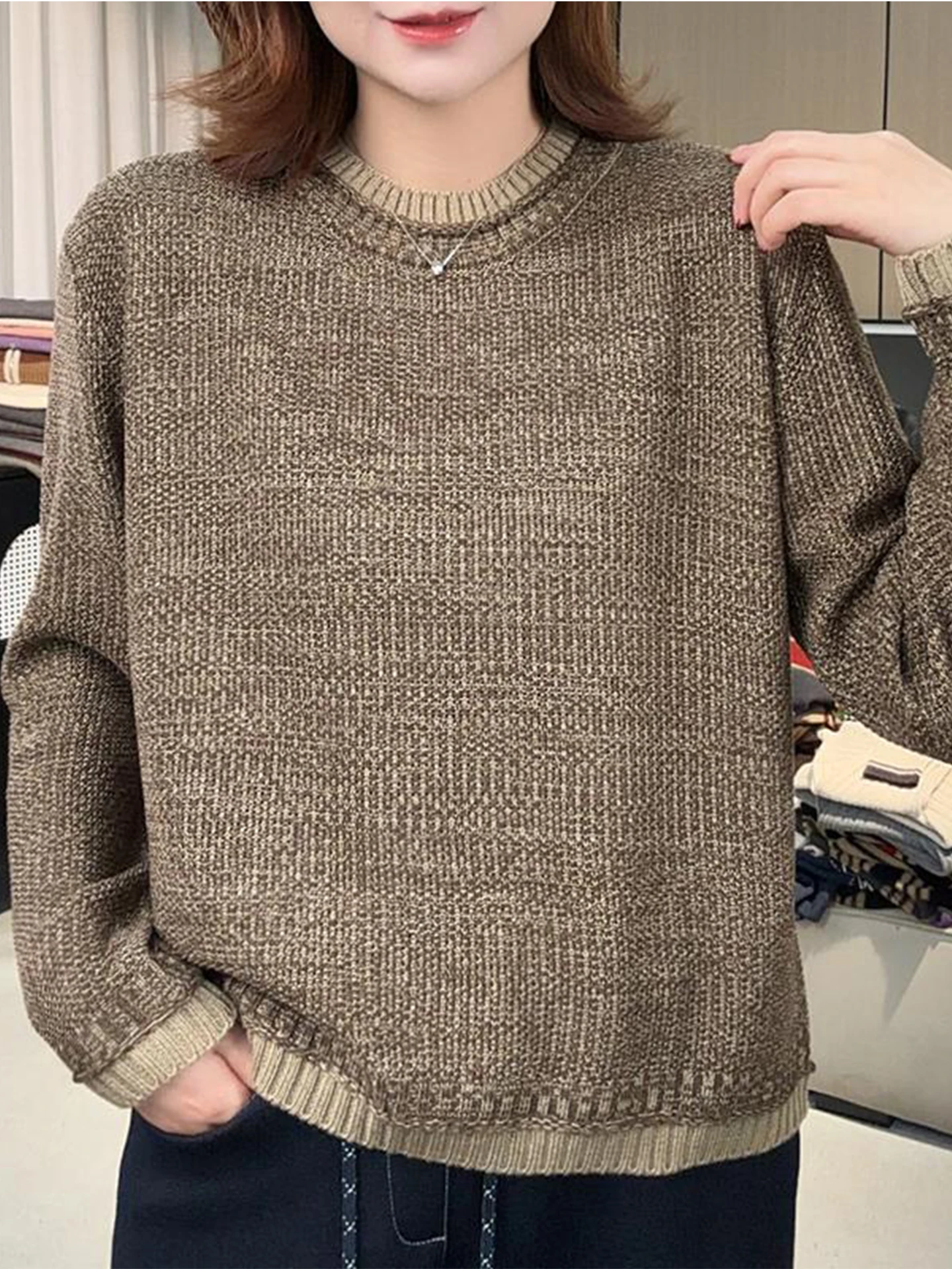 Faionable round Ne Oversized Sweater Women's Autumn Winter New Sle Knitted Top Warm Long Sve Comfortable Casual Wear