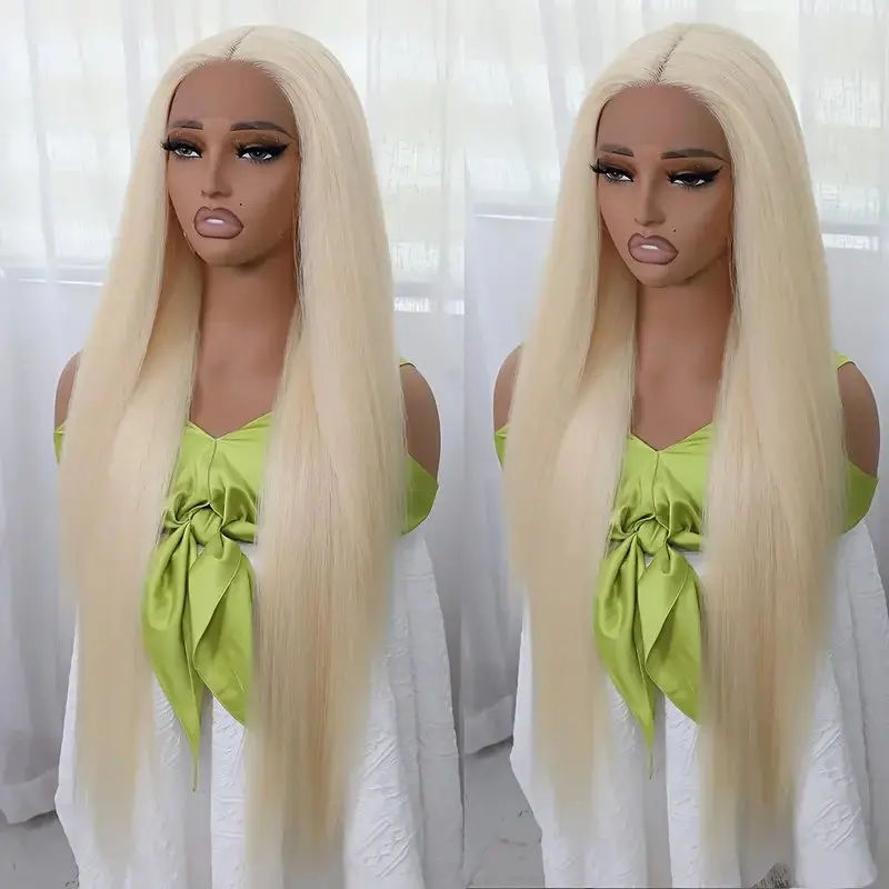 Rosabeauty 40Inches 13x6 Blonde 613 HD Glueless 13X4 Frontal Wig Preplucked 250% Straight Lace Front Human Hair Wigs For Women