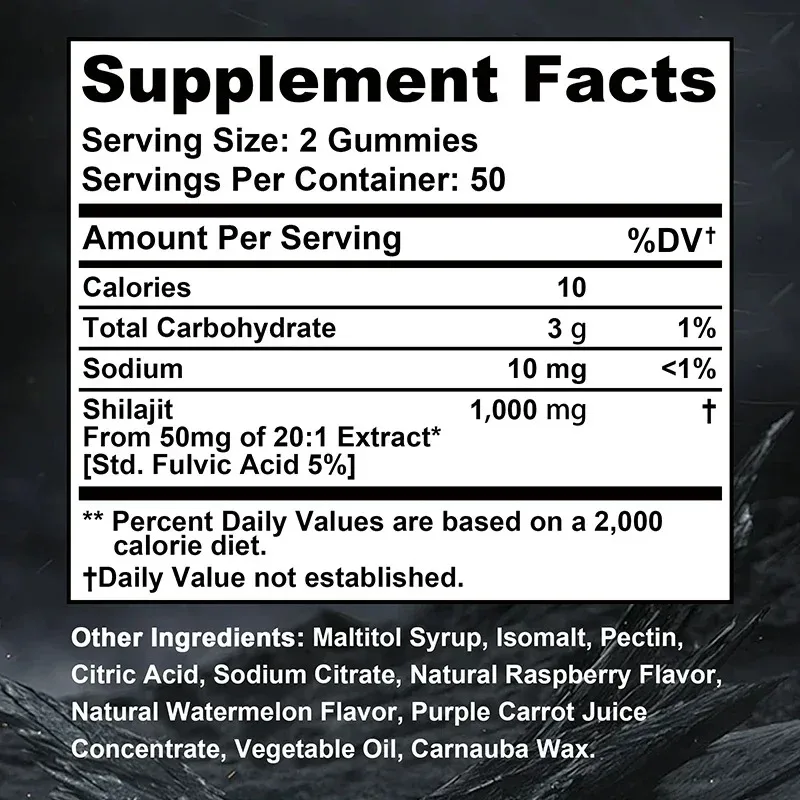 Himalayan Shilajit Resin Gummies - Energy Boost Help with Muscle Recovery Reduce Fatigue Easy To Use