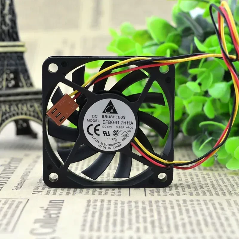 Delta 6cm 6010 12V 0.25A EFB0612HHA fan for ultra-thin design and high airflow double ball bearing