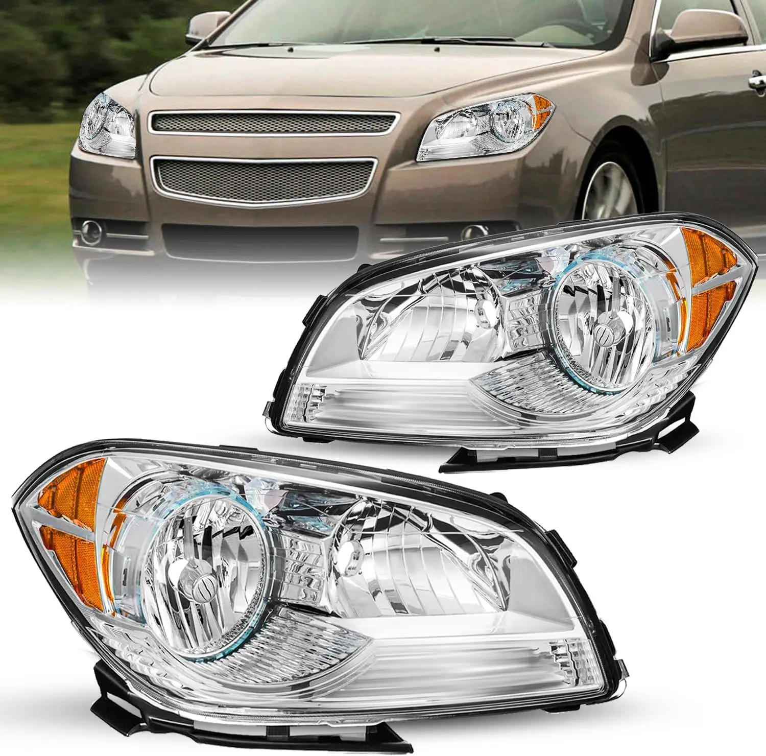 

Headlight Assembly Replacement for 2008-2012 Chevy Malibu Passenger and Driver Side