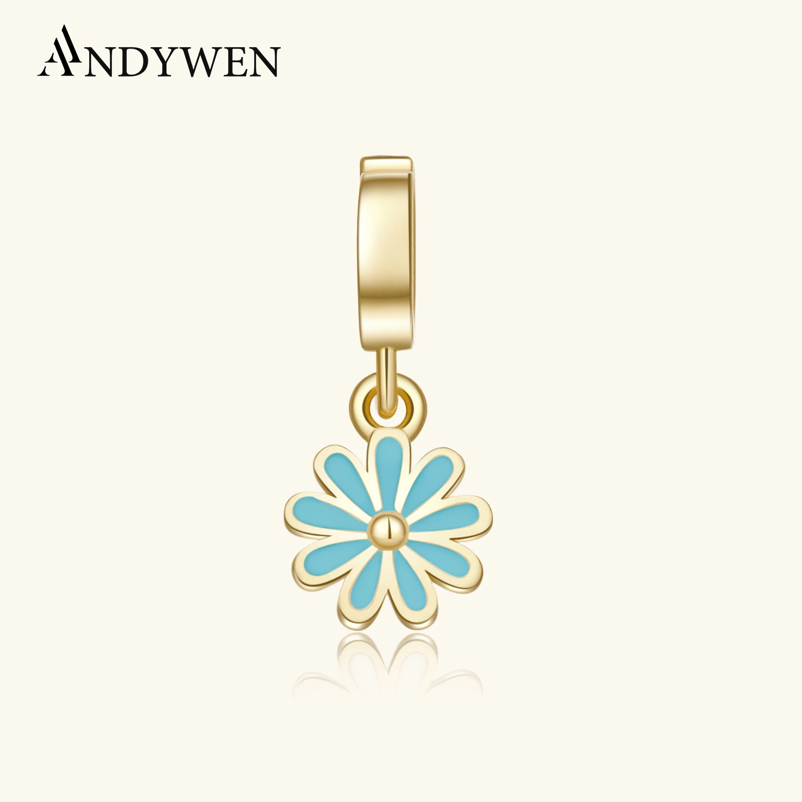 

ANDYWEN 925 Sterling Silver Gold White Turquoise Flower Pendant Charm Chain Cuben Horoscope Luxury Fine Jewelry 2022 Birthday