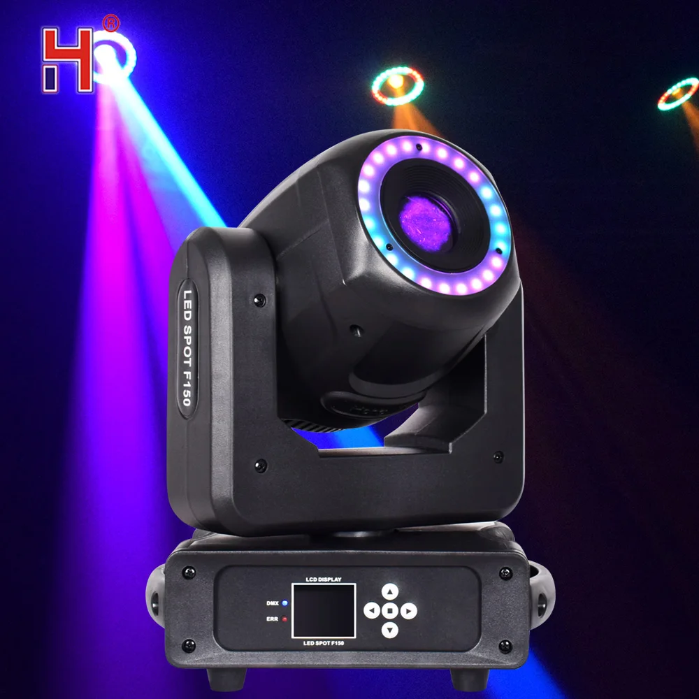 LED Moving Head Light 150W High Output Multicolour DJ Spotlightwith 5 Rotating Prism Effects For Bar Party Disco Theatre Wedding