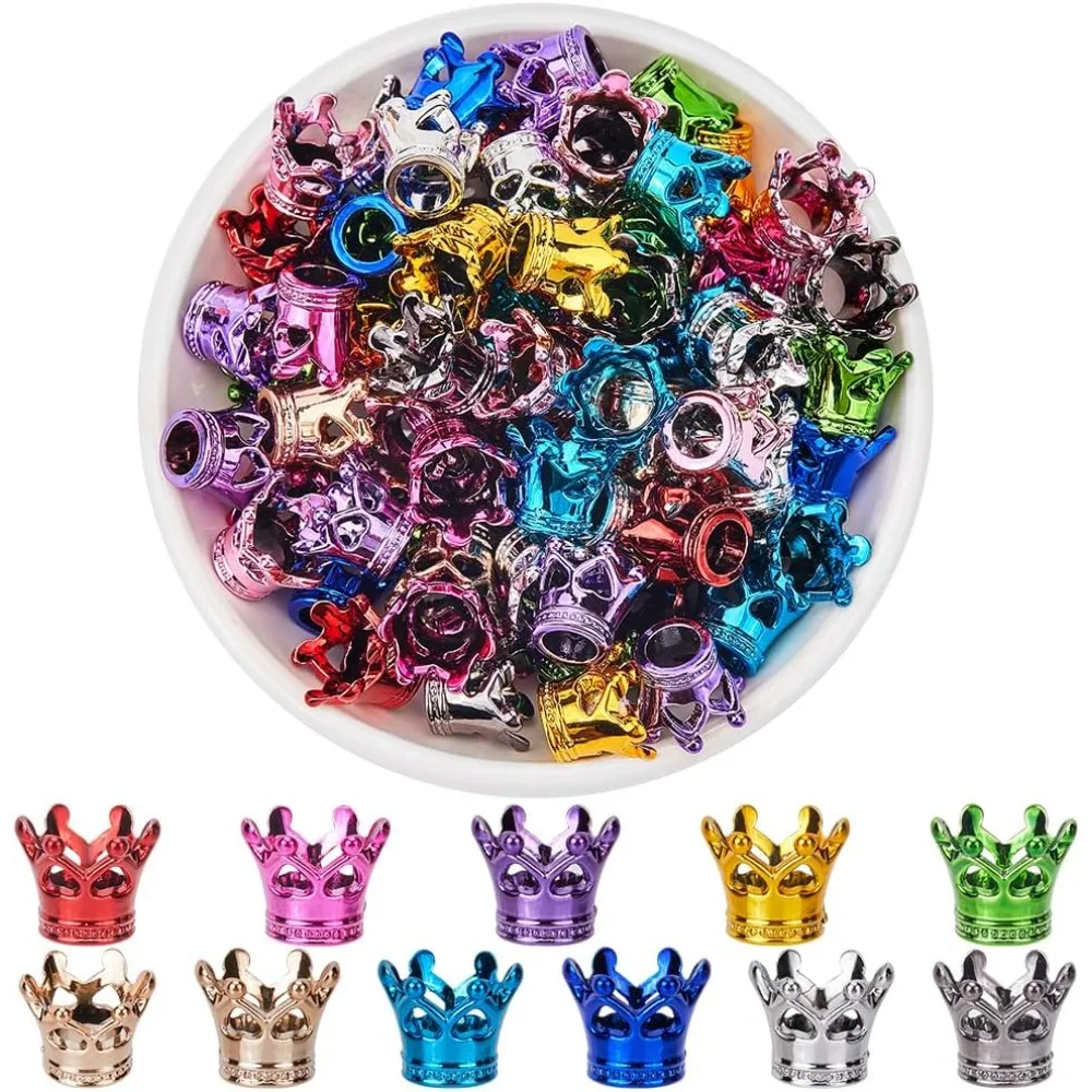 100 قطعة تاج حبة الاكريليك البؤري الخرز السائبة 12x14 مللي متر الملونة البلاستيك الذهبي الفضة التيجان قبعات قبعة على شكل فاصل فضفاض عدة #1