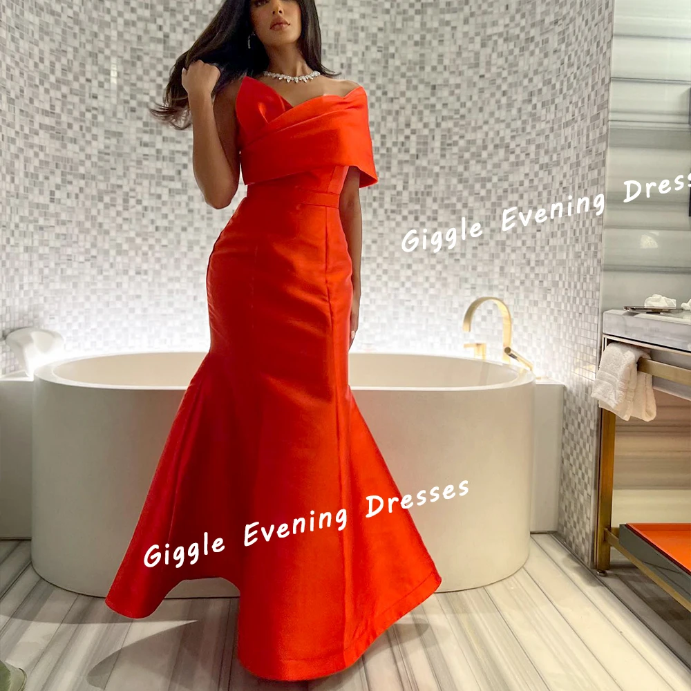 Giggle Satin Mermaid One-Shoulder Elegance Prom Gown Saudi Arab Pretty Summer Ankle-Length Evening Party Dresses for Women 2024