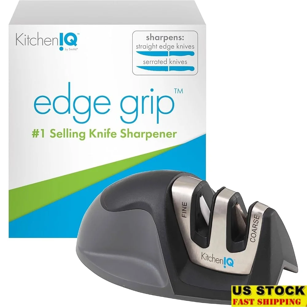 

Edge Grip 2-Stage Knife Sharpener Compact Easy Storage Non-Slip Base Soft Grip Coarse Fine Sharpening Tool Kitchen Essential