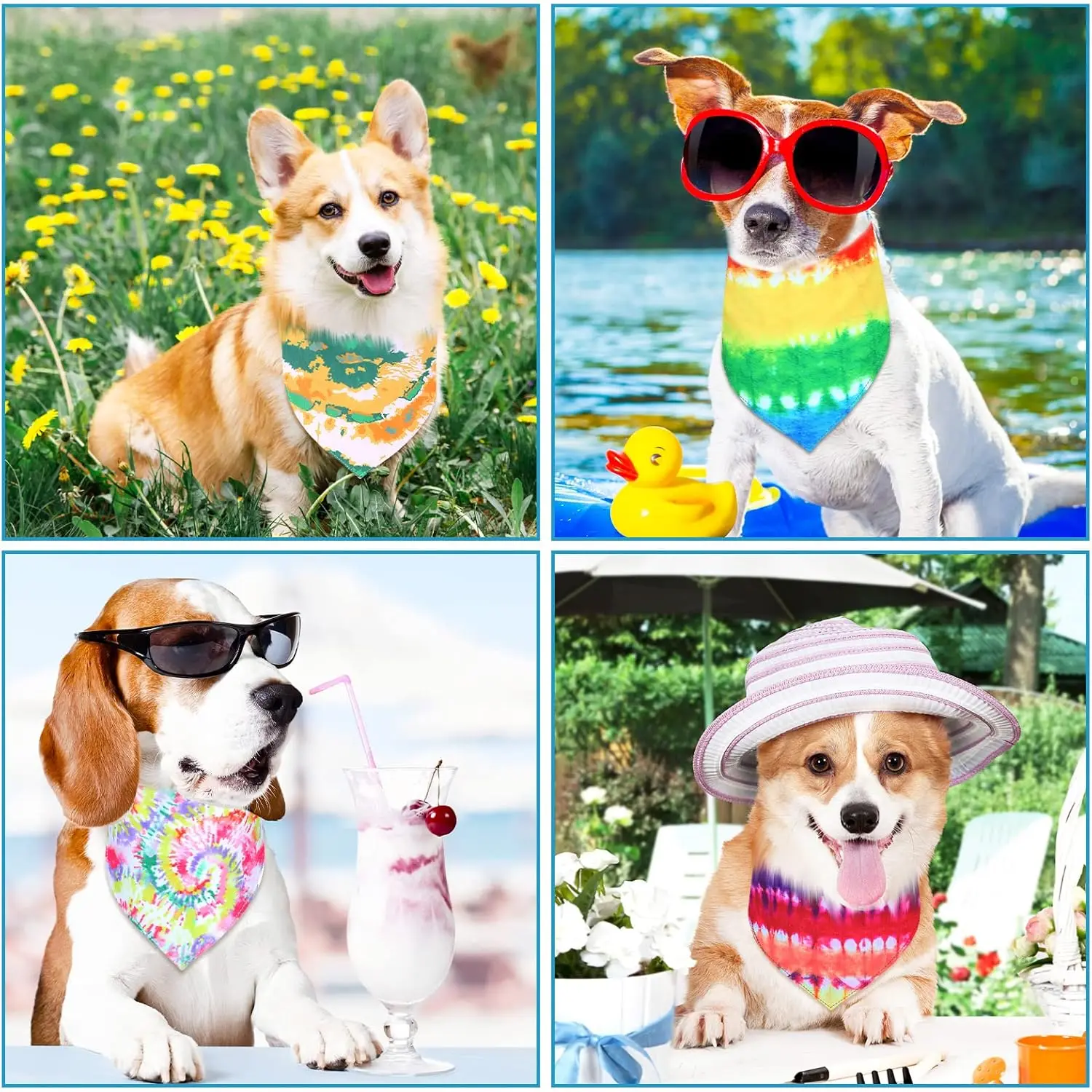 50 Stück Batik-Hunde-Bandanas, groß, Frühling und Sommer, für die Tierpflege, Salon, dreieckig, waschbar, Hunde-Lätzchen, Kopftuch für kleine, mittelgroße und große – Detail 1