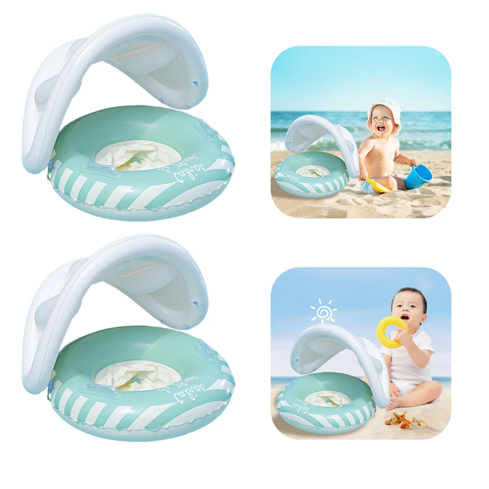 

Baby Swim Ring with Sunshade Swimming Rings Floaties Leakproof Swim Float Tube with Handles & Seat Pool Rings for Pool Beach