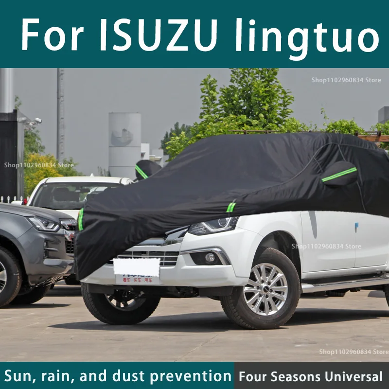 For Isuzu Lingtuo 210T Full Car Covers Outdoor Uv Sun Protection Dust Rain Snow Protective Car Cover Auto Black Cover