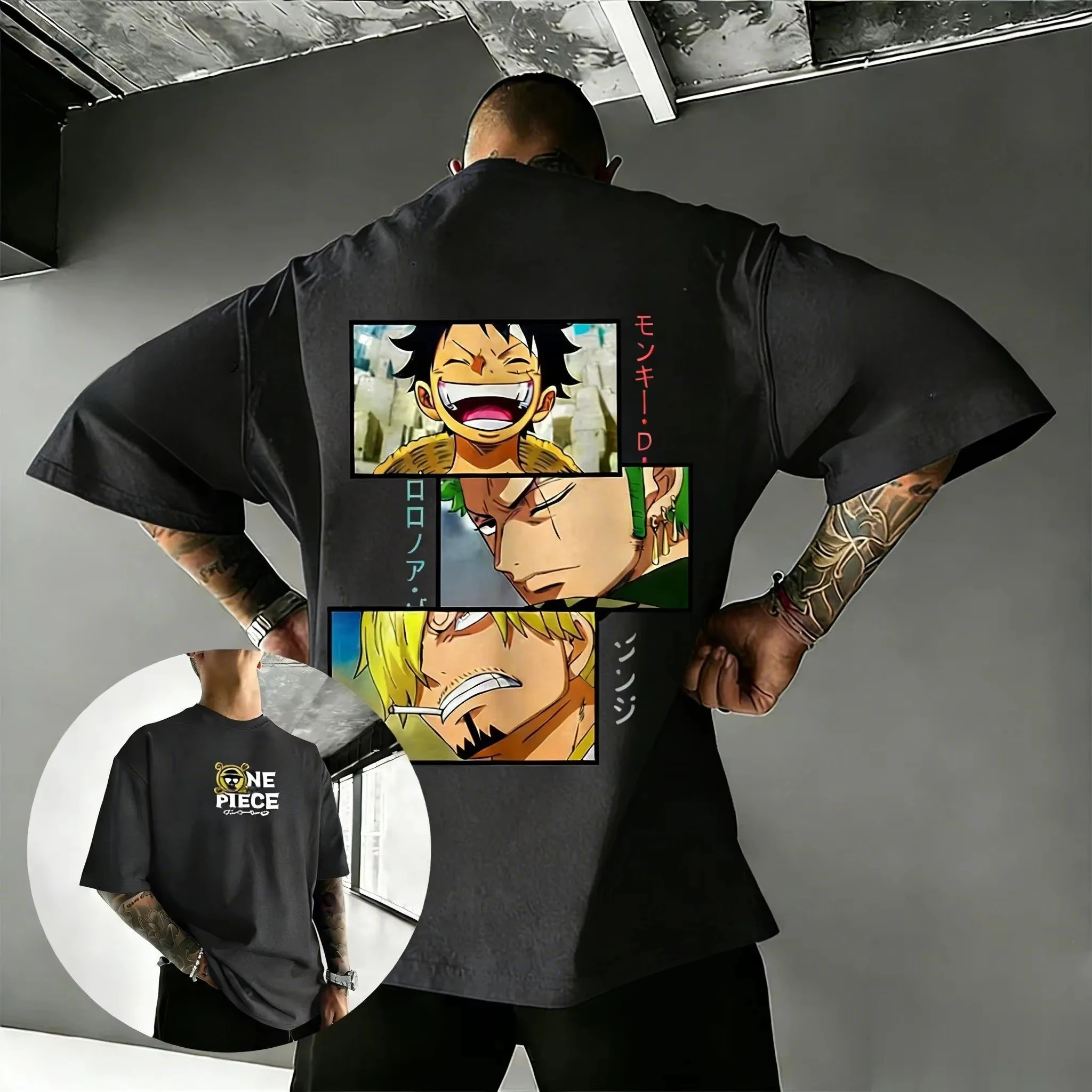 

One Piece anime pattern T-shirt - Men's 2026 Summer Y2K Loose Pure Cotton Short-Sleeved T-shirt - Street Casual Jacket