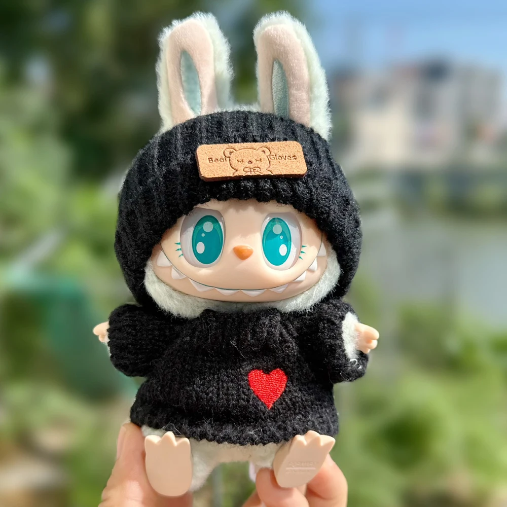 สําหรับ Labubu ตุ๊กตาเสื้อผ้าชุดอุปกรณ์เสริมสําหรับ 17 ซม.Labubu I II Idol ตุ๊กตานั่ง Party Love เสื้อกันหนาวป้ายหมีหมวกเสื้อผ้าชุด