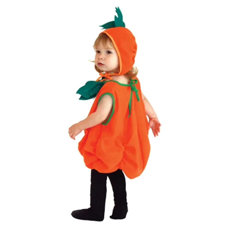 Kids Halloween Hooded Pumpkin Costume Toddler Role Play Smile Face Outfit Cute Party Funny Performance Set 2