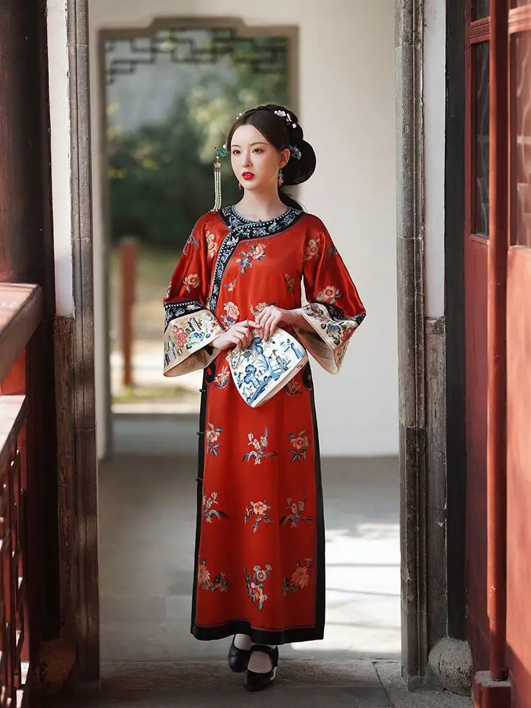 

Chinese Dresses Qipao Oriental Style Dresses Satin Chinese Style Cheongsam Printed Dress Elegant Party Dress Red Qipao