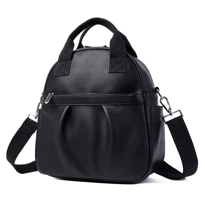 PU leather backpack women's 2025 new PU leather waterproof student backpack simple solid color large-capacity handbag