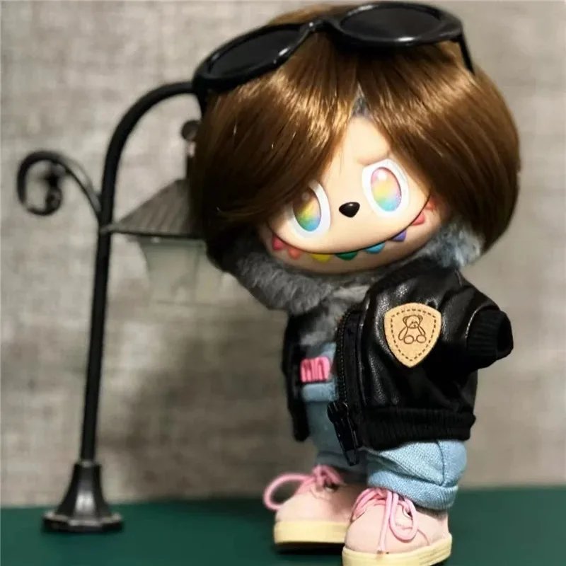 วิกผมคอสเพลย์ทรงบ๊อบ สำหรับตุ๊กตา Labubu BJD Dimoo ความยาว 22-23 ซม. รอบศีรษะ พร้อมชุดปาร์ตี้และเครื่องประดับ