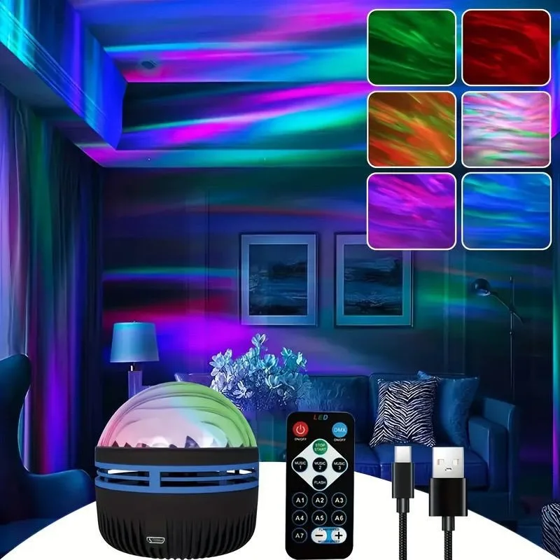 

Светодиодный проектор Starry Galaxy RGB Smart Remote Control Star Aurora Лампа KTV с питанием от USB Автоматическое вращение для домашнего декора спальни
