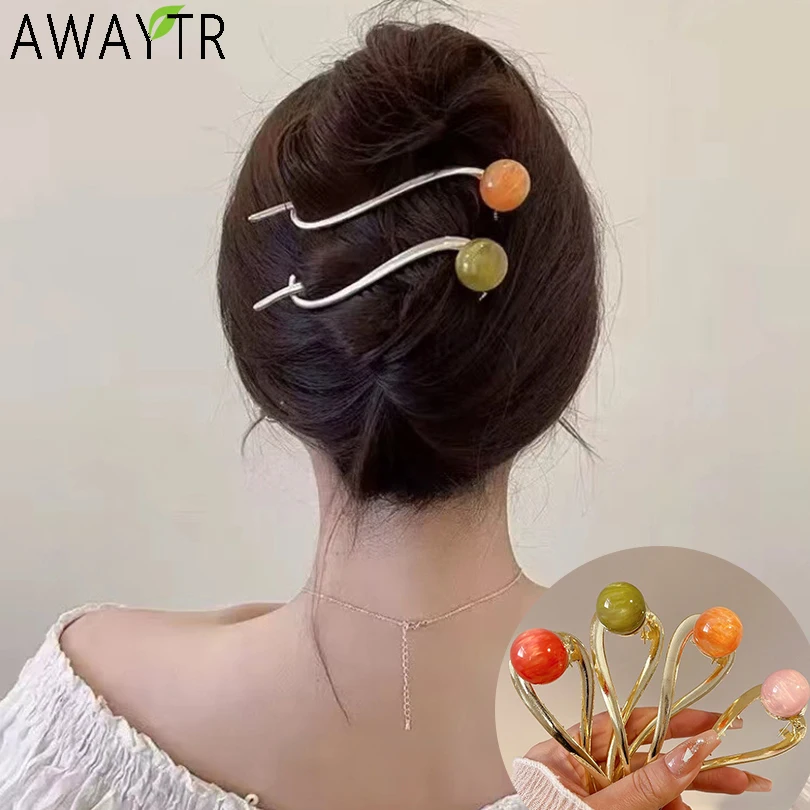 Acetate Ball Hair Claw Clip For Women Hair Bun Hairpin Headwear Metal Barrettes Banana Twist Clips Hair Clip For Girl Tiara