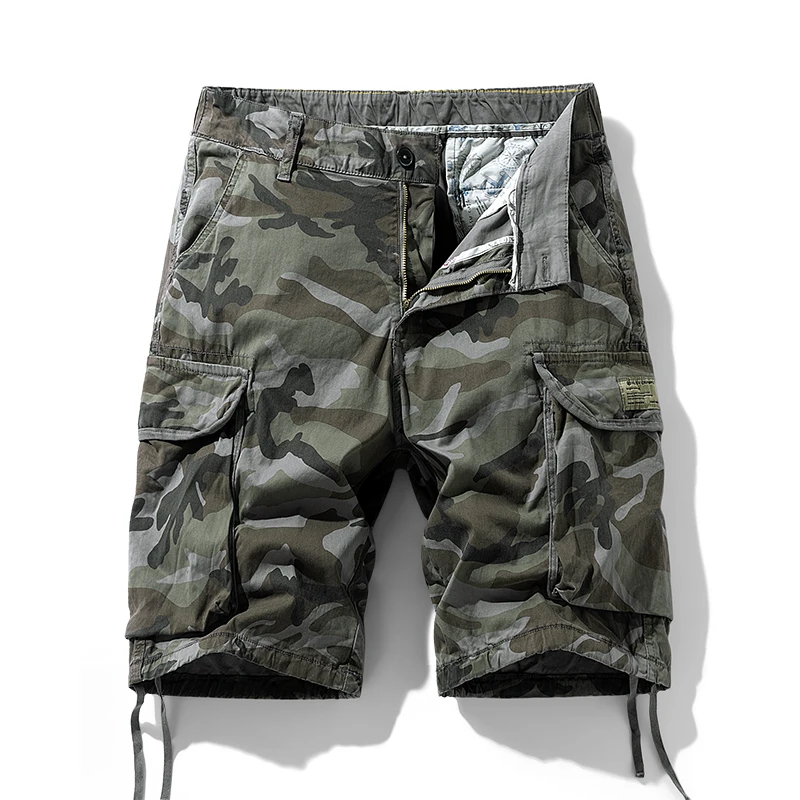 

Men's Camo Multi-Pocket Cargo Shorts Drawstring Hem Casual Outdoor Streetwear Loose Shorts