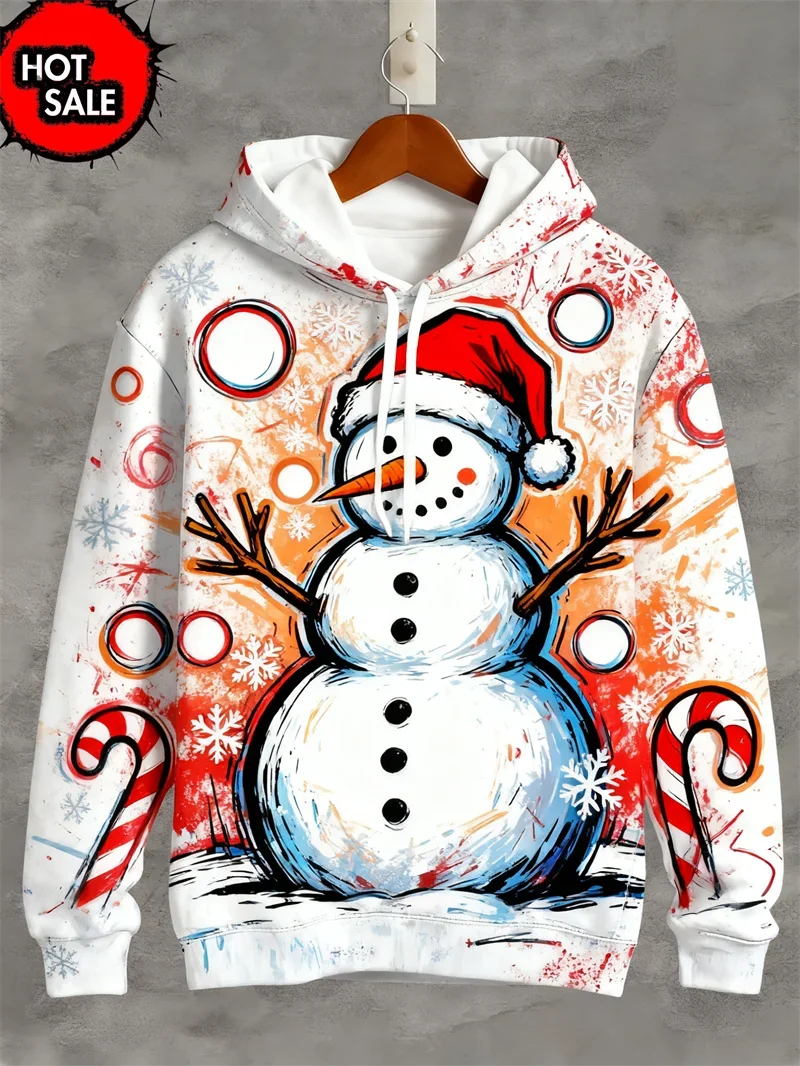 Merry Christmas Deer Graphic Man Hoodie Casual Pullover Hoodies for Women Clothes Santa Claus Hoody Sweatshirts Unisex Tops Y2K