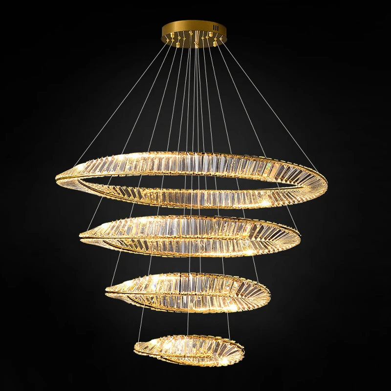 

Ceiling Pendant Lights for Home Ring Long Led Crystal Chandelier Modern Living Room Decorative Chandeliers Light Pendants