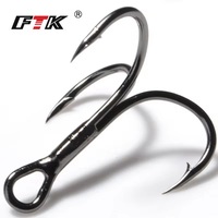 FTK 15-20pcs Overturned Treble Hook High Carbon Steel Fishing Hook 2/4/6/8/10# For Lure Triple Hook Fishing Tackle