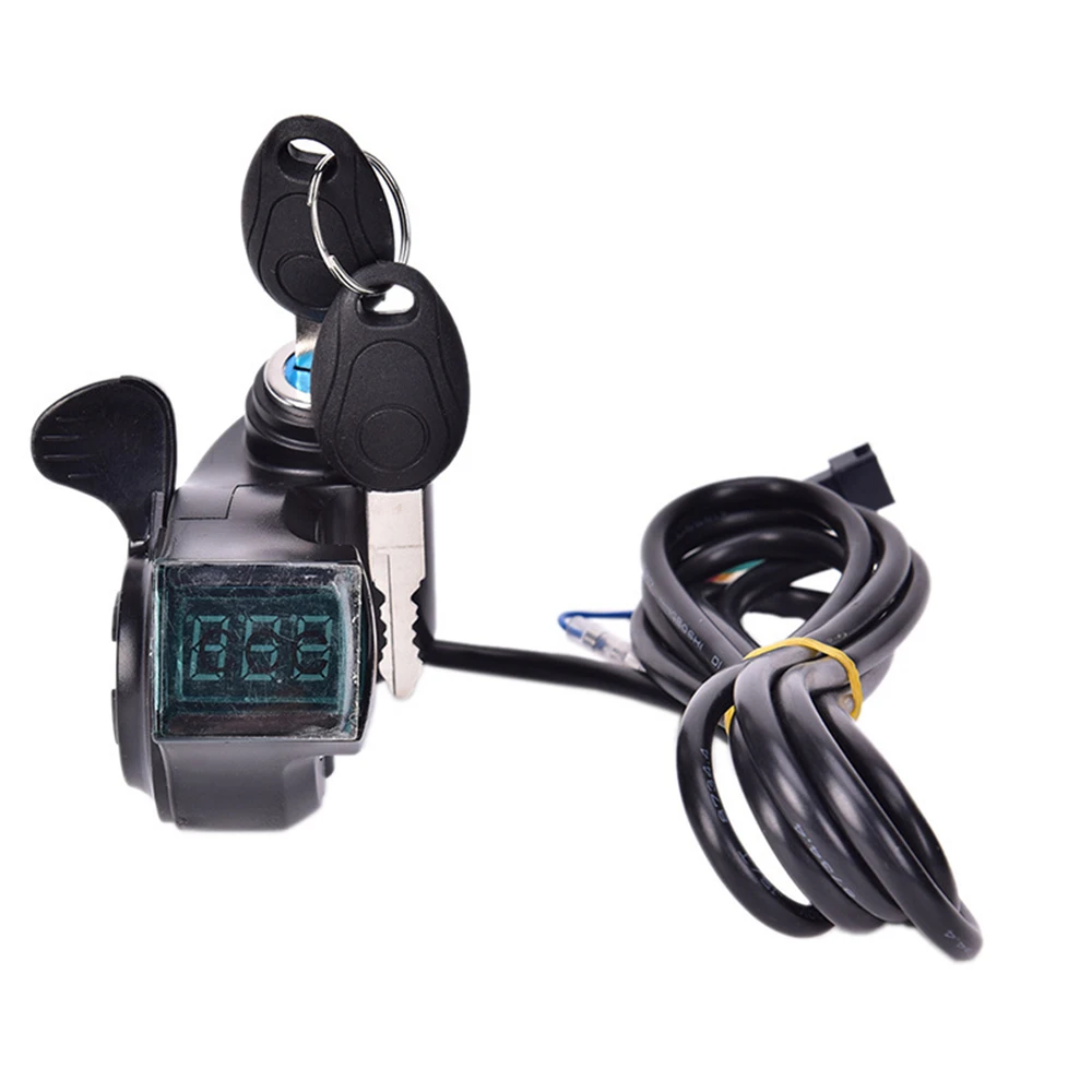 Bikes Finger Thumb Throttle With Power Switch LCD Display Switch Handlebar Grips with Key Lock