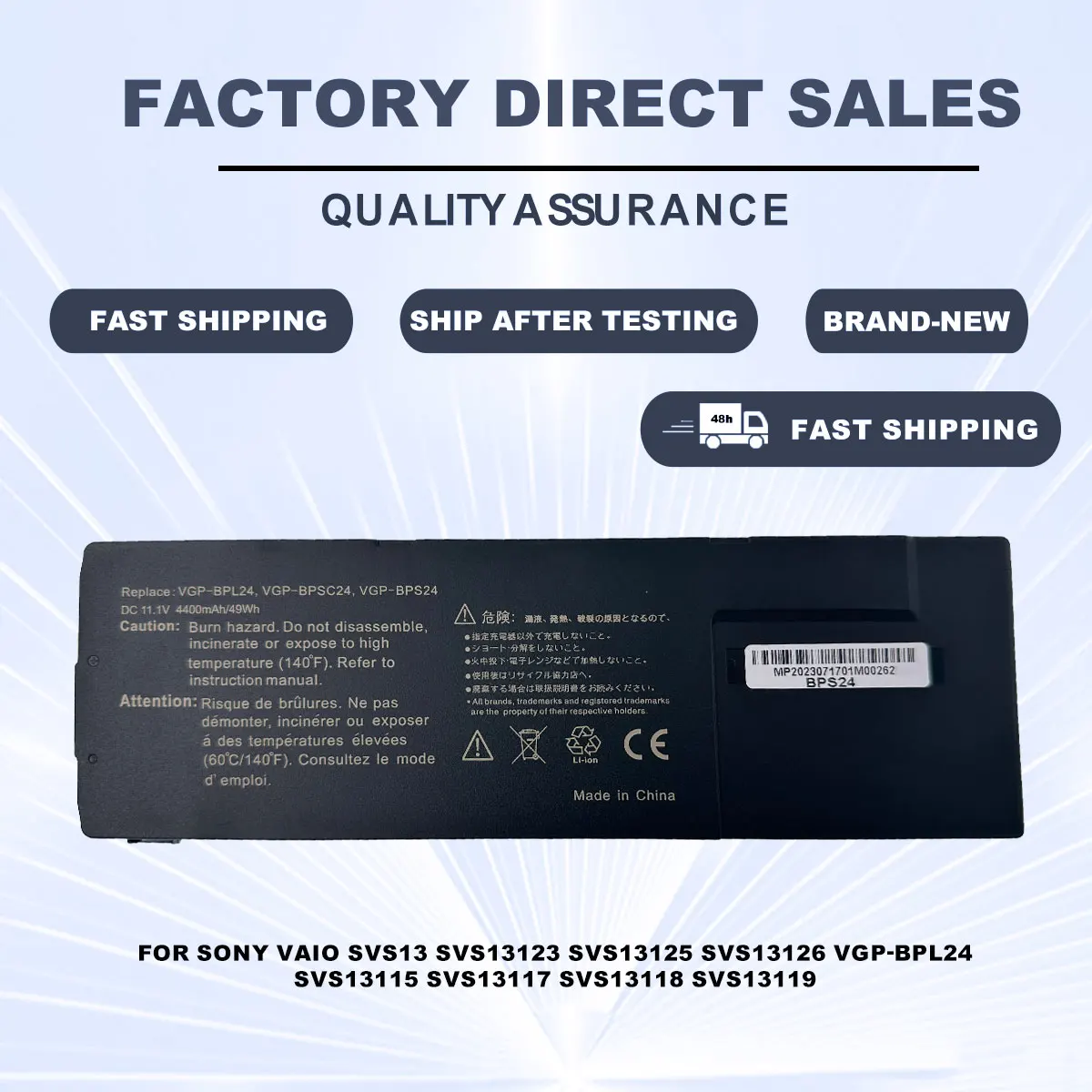 Bateria para Sony Vaio Bps24 Bpsc24 Bpl24 para SA sb sc se Vpcsa Vpcsb Vpcsc Vpcsc Vpcsd Vpcse Bateria Recarregável Novo Dxt-vgp-bps24