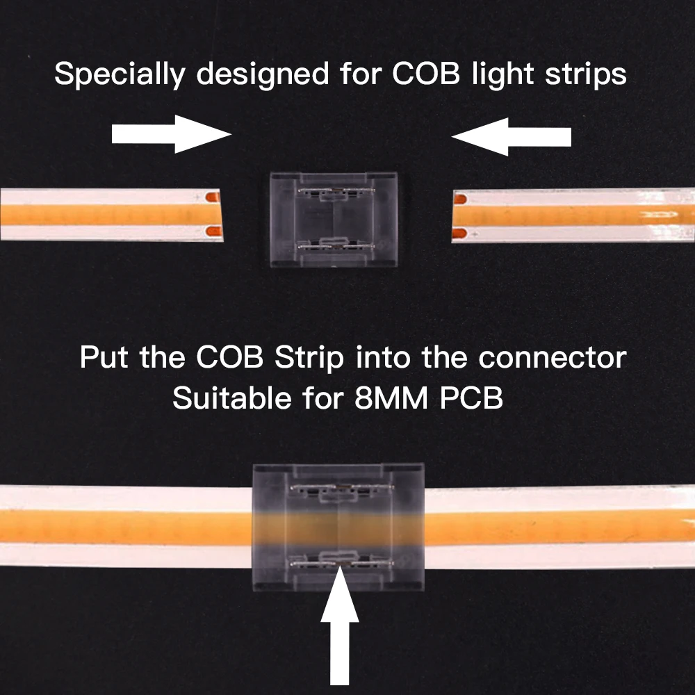 I L T X Shape 8MM 10MM Middle Corner Connector Use For 12V 24V 2Pin Single Color COB LED Strip