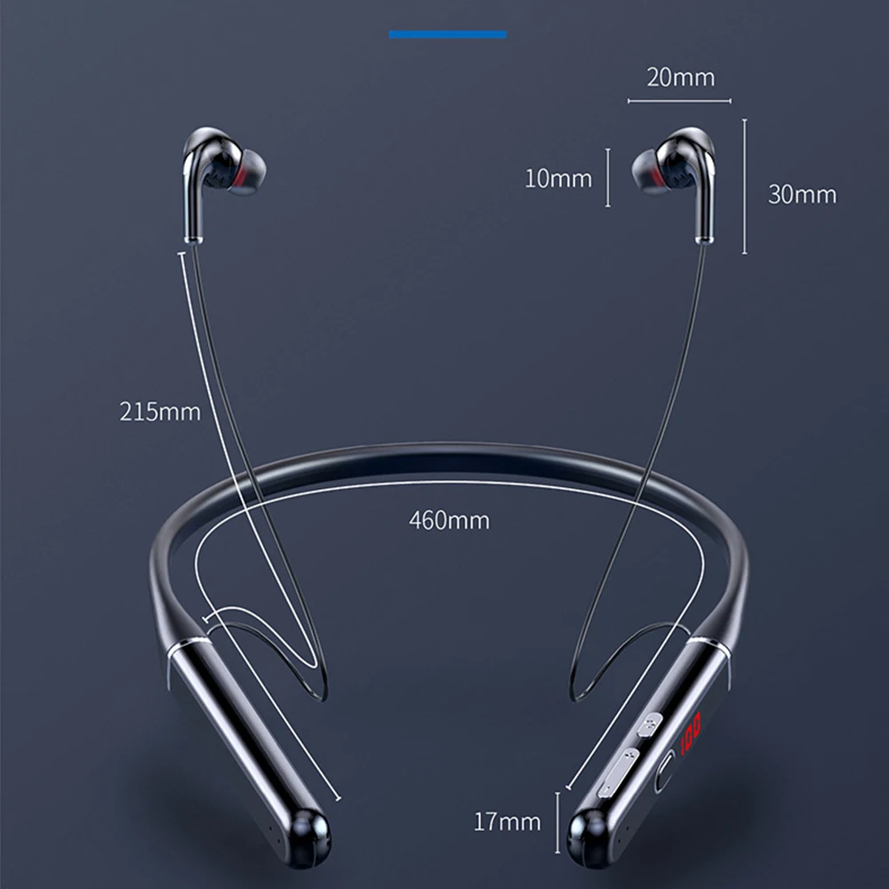 Wireless Headphones Bluetooth-Compatible 5.0 EDR Halter Neckband Earphone Sports IPX3 Waterproof Earbuds Stereo Headset with MiC