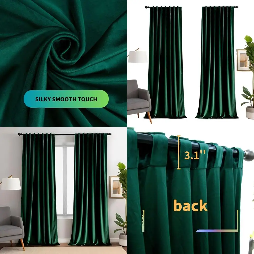 

Роскошные изумрудно-зеленые бархатные шторы 52x108 с затемнением 80%, теплоизоляция для гостиной, комплект из 2 панелей