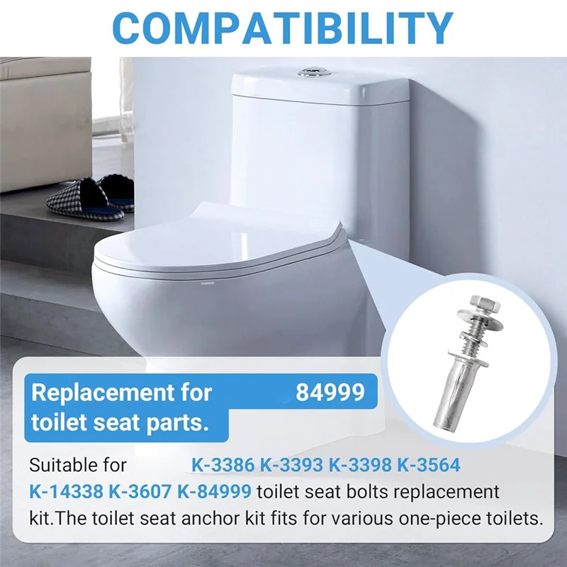 

AB66-Toliet Seat Anchor Kit Replacement For Kohler-84999 Toilet Seat Parts, Fit For K-3386 K-3393 K-3398 K-3564 K-14338