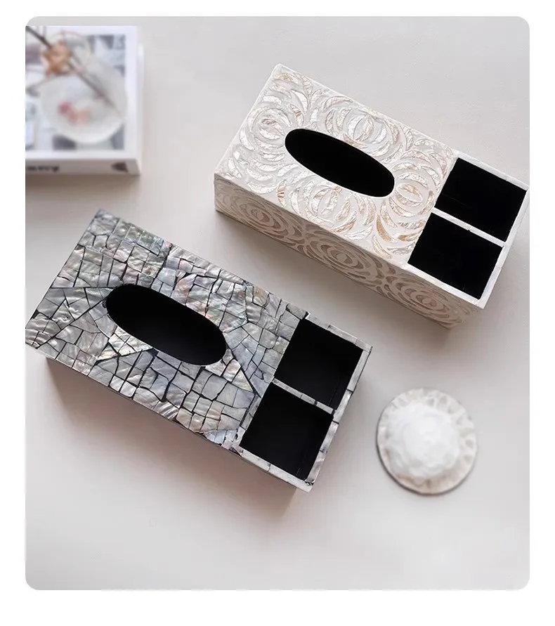 Household Desktop Colorful Shell-shaped Multi-functional Tissue Box with Remote Control Organizer for Living Room Coffee Table