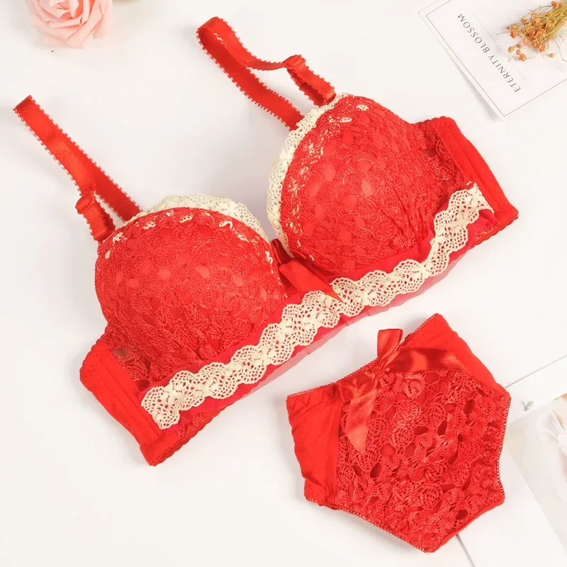 

Push-up Bra and Panty Sets Beauty Back Sexy Women's Underwear Set Lace Female Brassiere Embroidery Lingerie Set