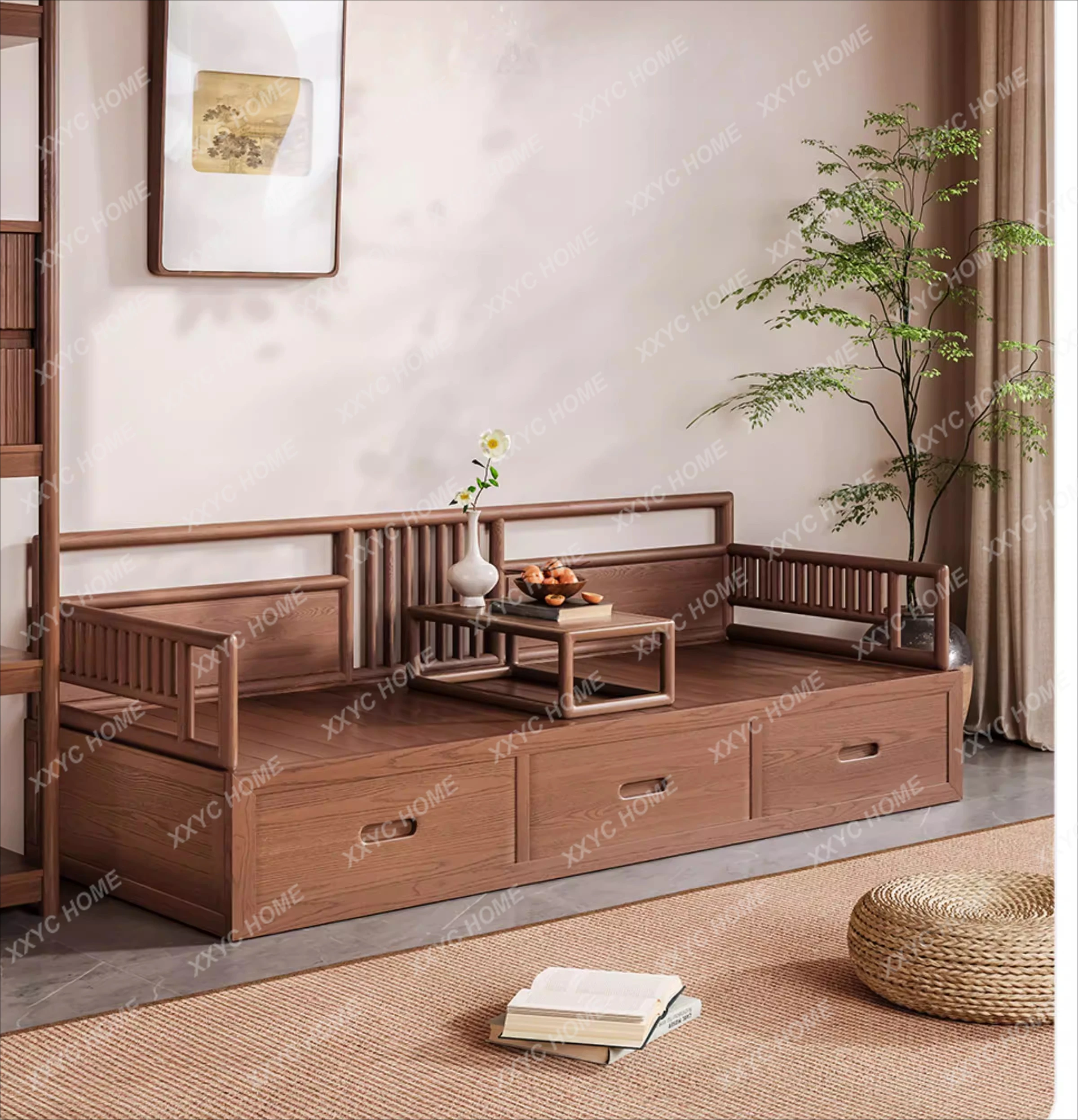 Arhat bed solid wood small apartment storage living room modern