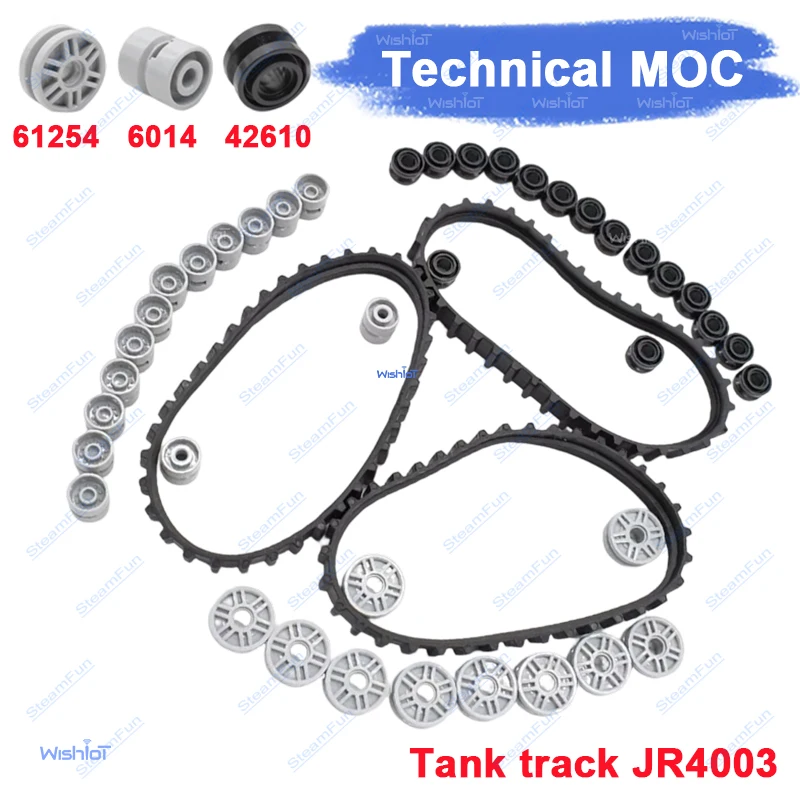 Tank Chain Crawler Pack MOC Building Blocks Rubber Track Technical Tracks Wheels Compatible with Legoeds 61254 42610 6014