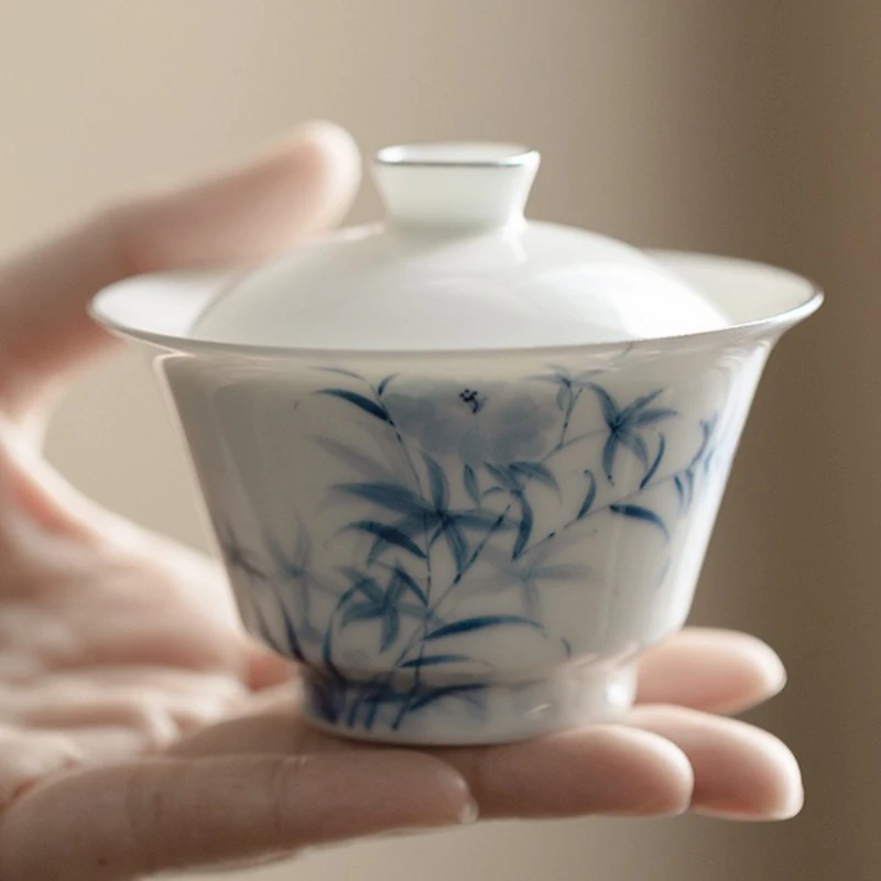 

Hand Painted Flowers Gaiwan For Tea Porcelain Chinese Tureen Teaware Set Tea Bowl Kung Fu Tea Chawan Tea Cups Lily