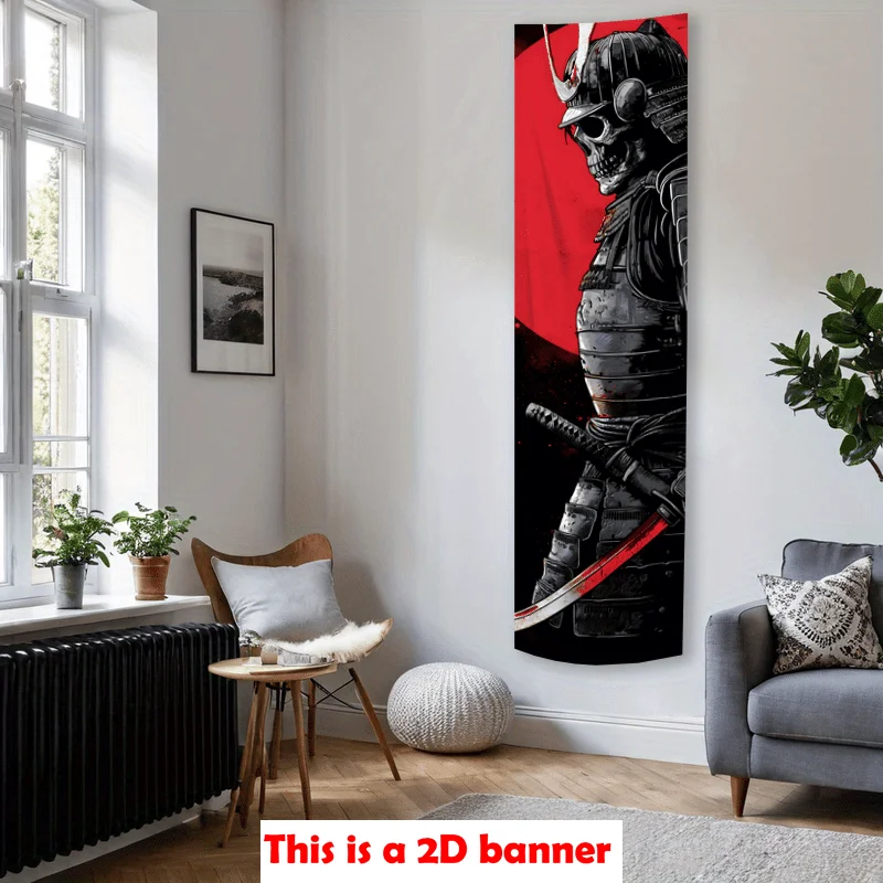 VIKAMA Long Skeleton Warrior Japanese Ukiyo-e Tapestry Hanging Cloth Trendy Men and Cool Wall Decoration Room Decoration